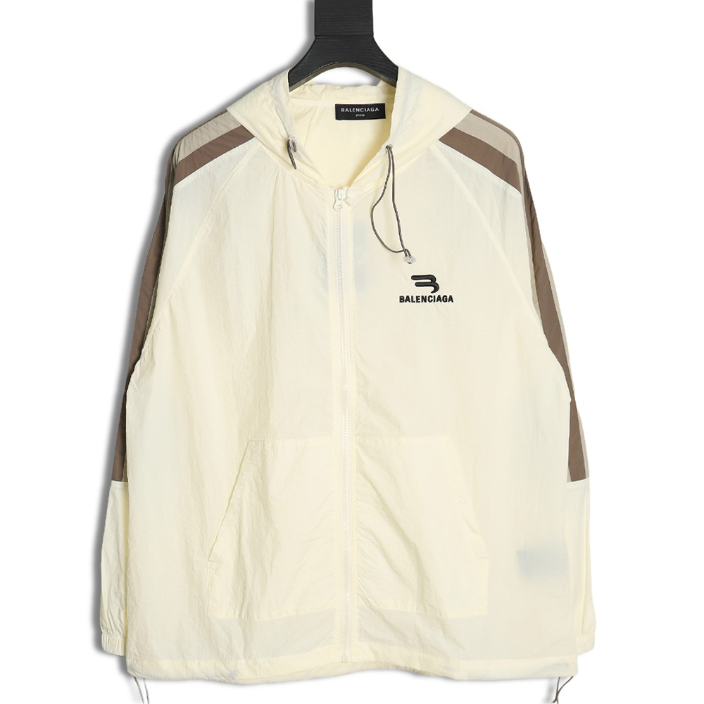 Balenciaga Zippered Logo Embroidered Long Sleeve Jacket