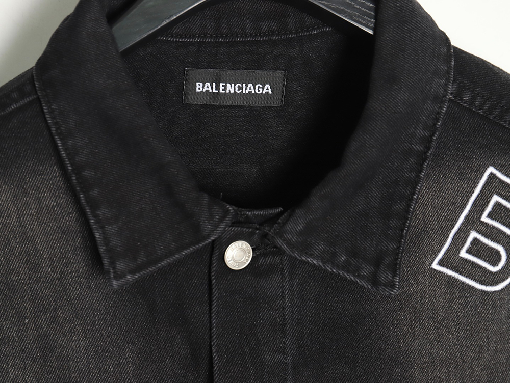 Balenciaga logo-embroidered single-breasted denim jacket