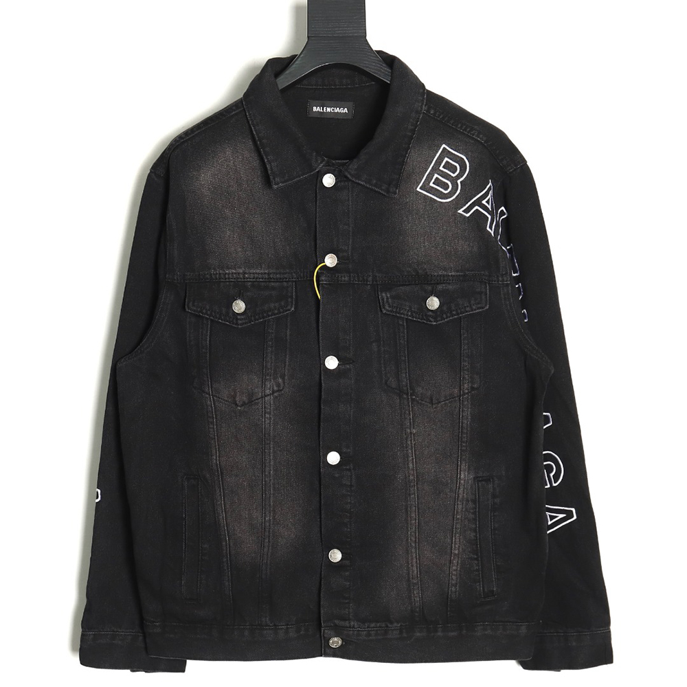 Balenciaga logo-embroidered single-breasted denim jacket