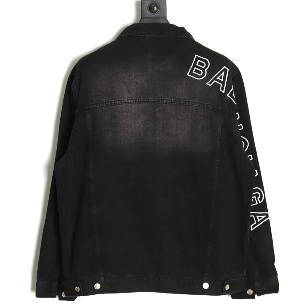 Balenciaga logo-embroidered single-breasted denim jacket