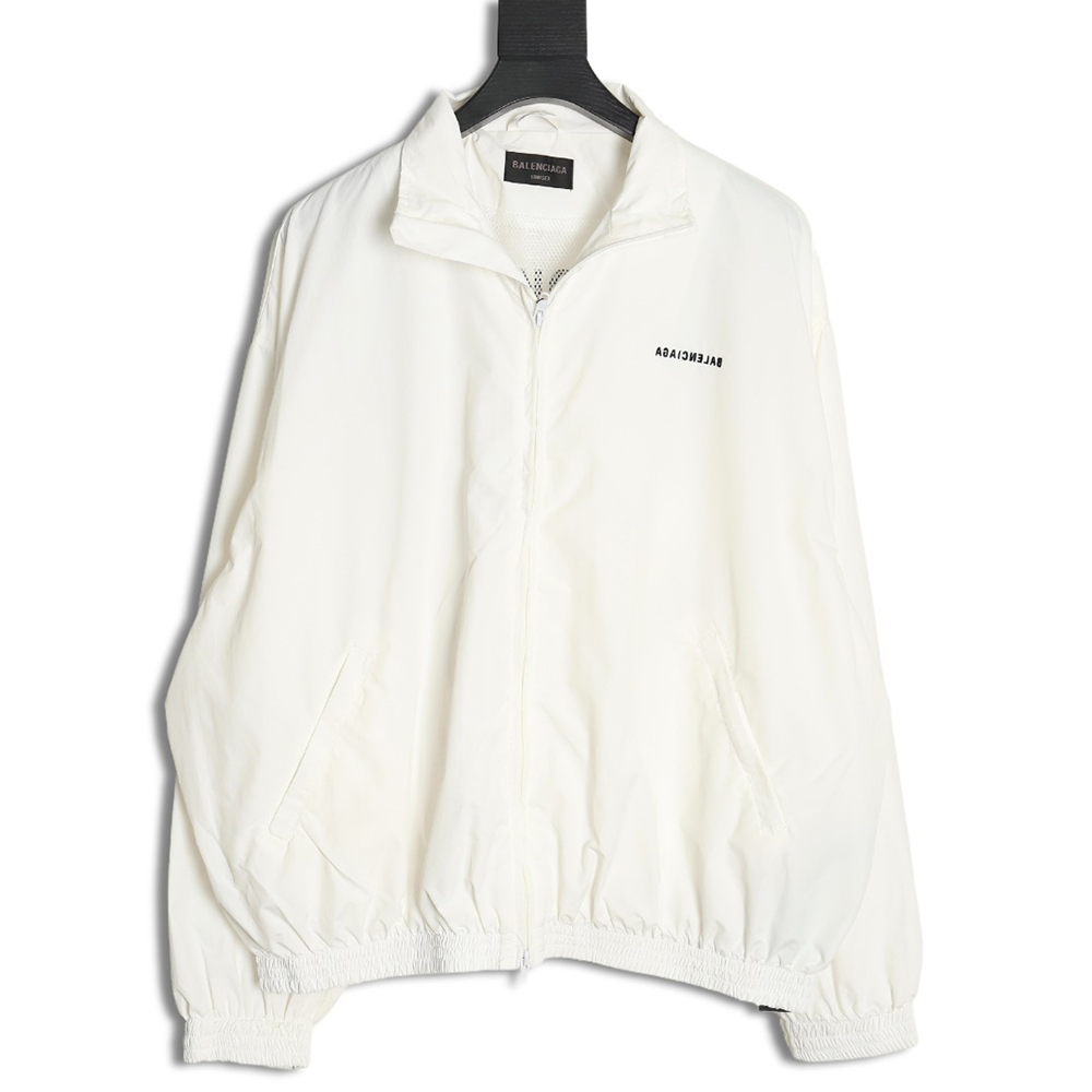 Balenciaga mirrored lettering embroidered windbreaker jacket