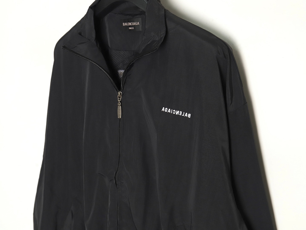 Balenciaga mirrored lettering embroidered windbreaker jacket TSK1