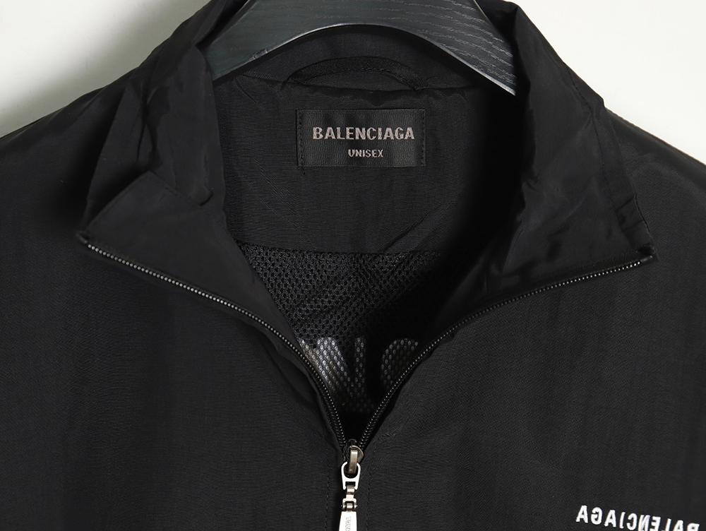 Balenciaga mirrored lettering embroidered windbreaker jacket TSK1