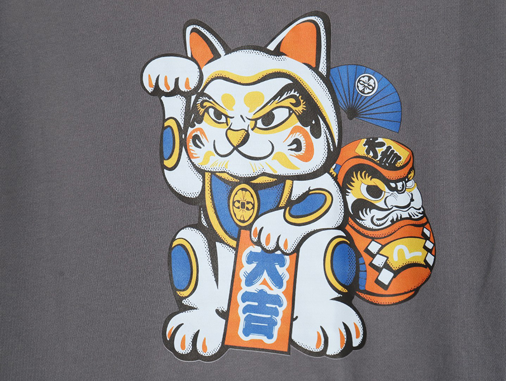 Evisu Lucky Cat and Daruma Print Sweatshirt