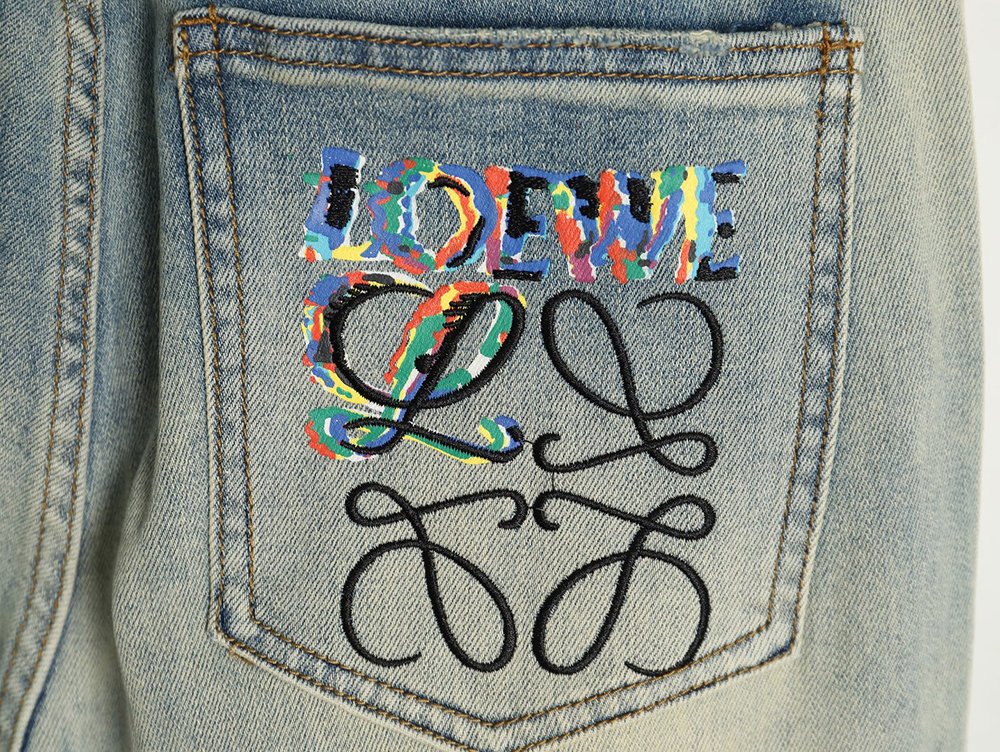 Loewe Glitch Embroidered Logo Jeans