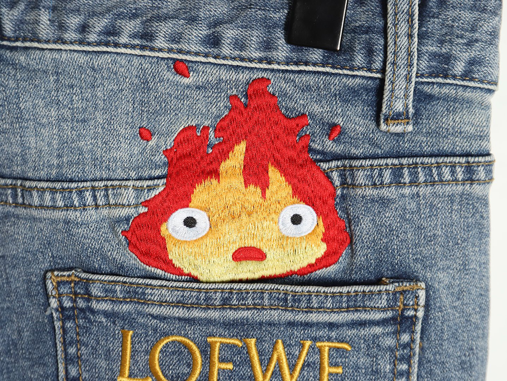 Loewe back flame embroidered LOGO jeans