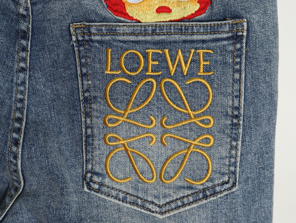 Loewe back flame embroidered LOGO jeans