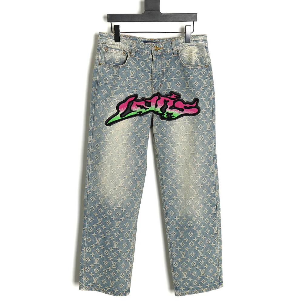 Louis vuitton graffiti gradient embroidered jeans