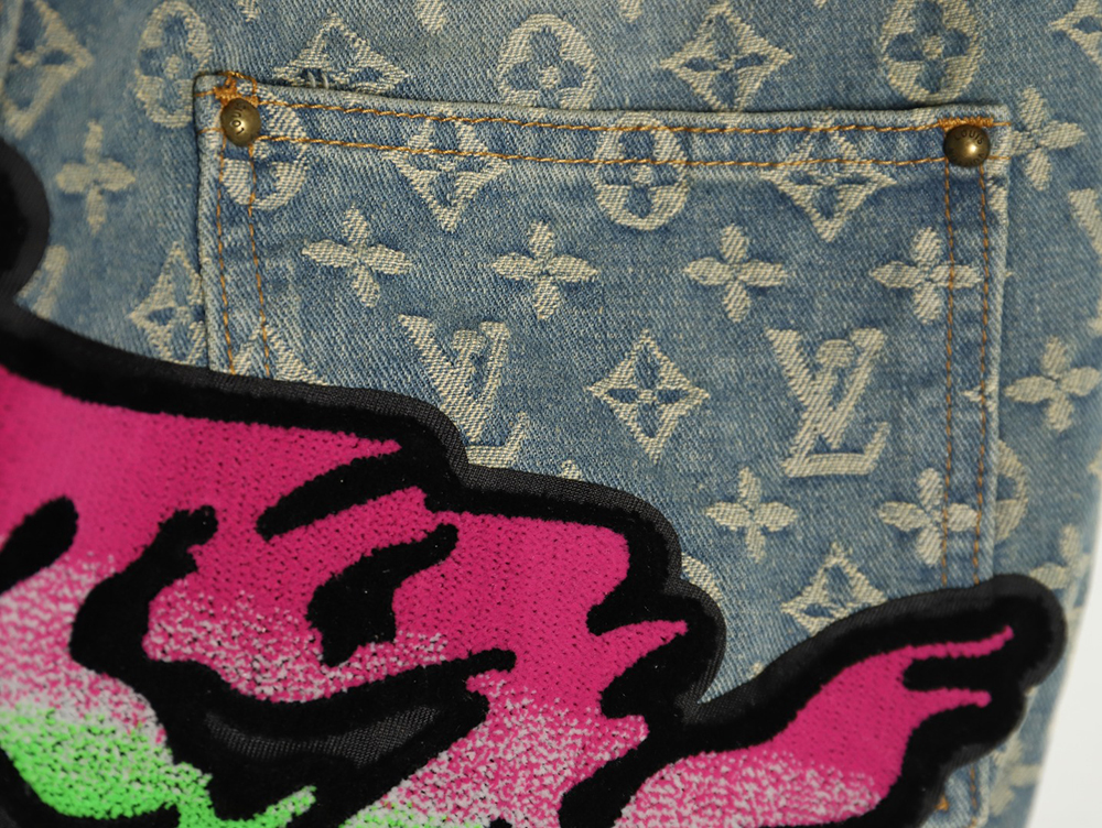 Louis vuitton graffiti gradient embroidered jeans