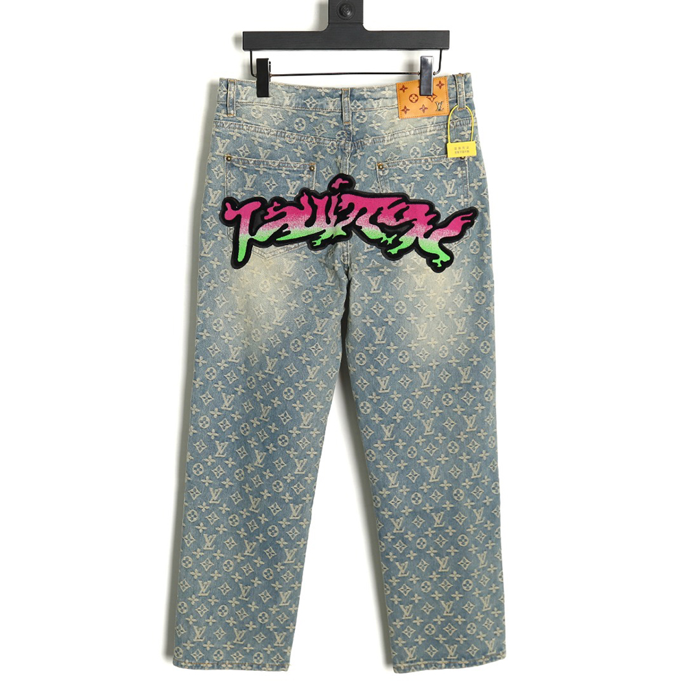 Louis vuitton graffiti gradient embroidered jeans