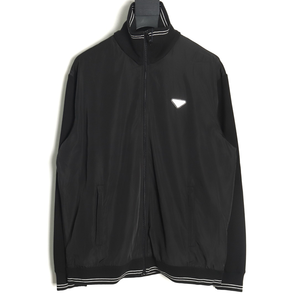 Prada triangle logo stand collar zip-up jacket