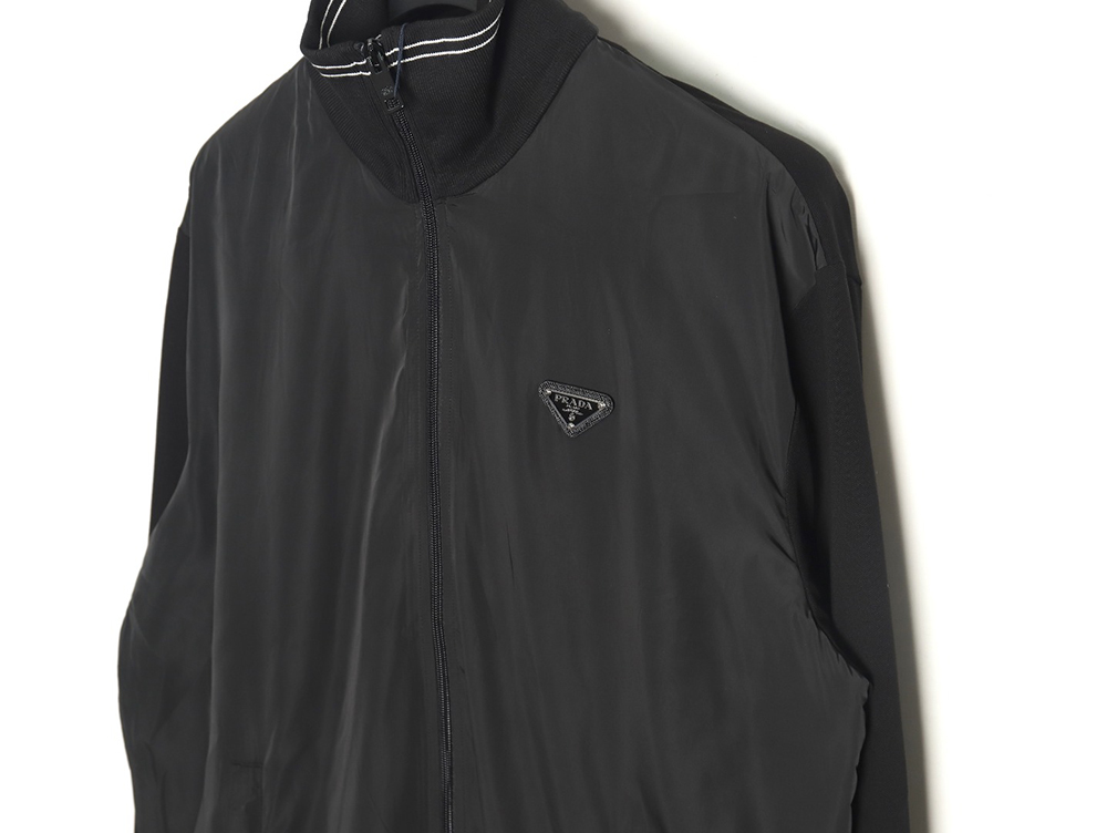 Prada triangle logo stand collar zip-up jacket