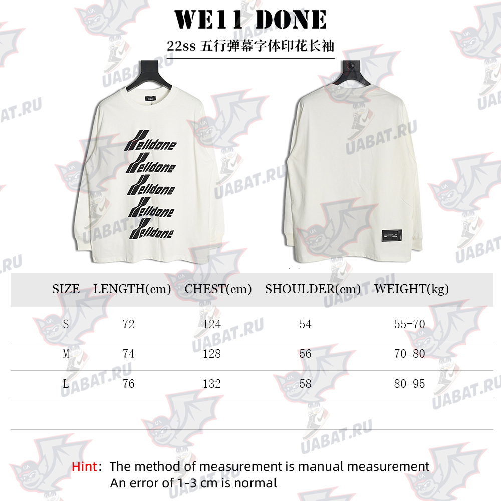 We11done five-line bullet screen font print long sleeve