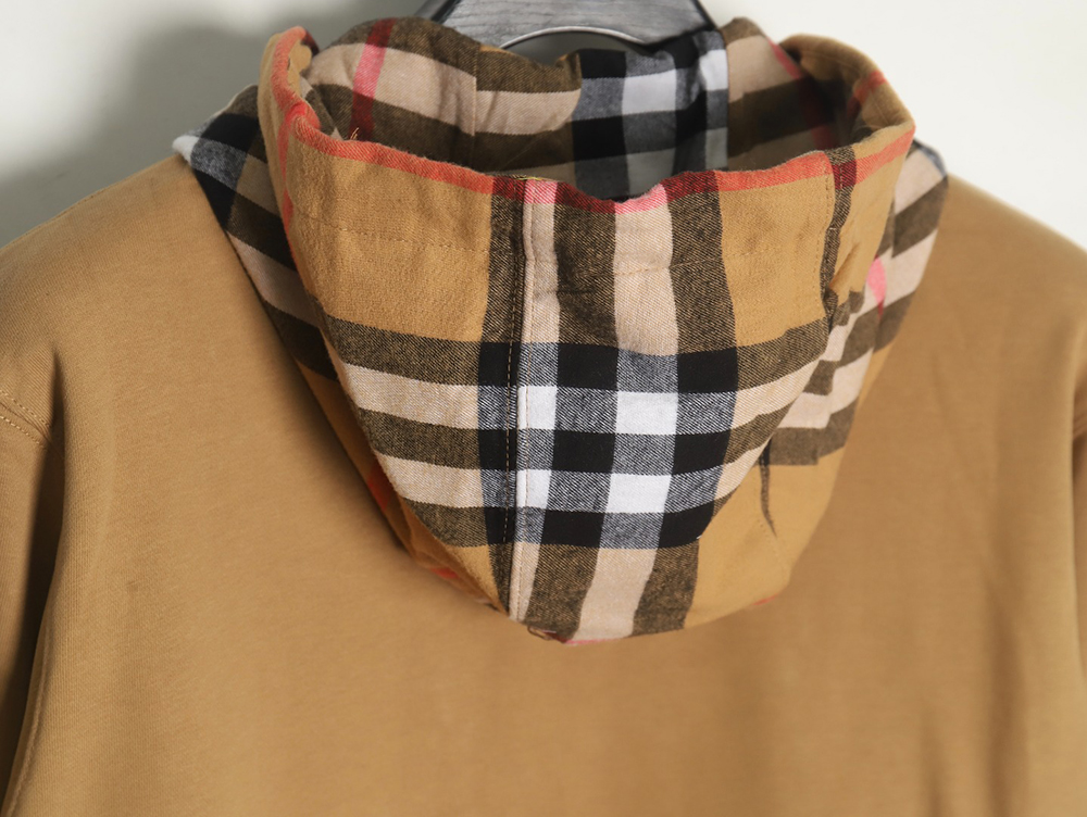 Burberry Check Hood Panel Double Zip Hooded Jacket