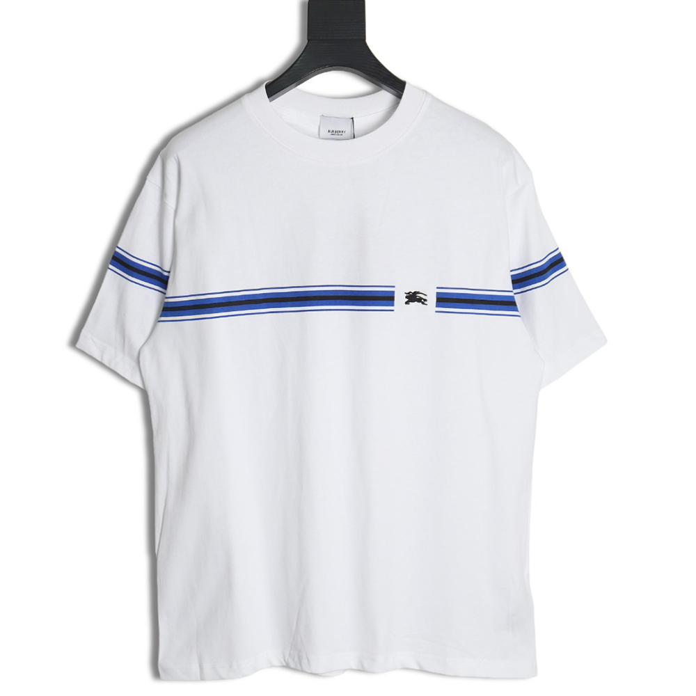 Burberry letter embroidered striped print horse logo T-shirt