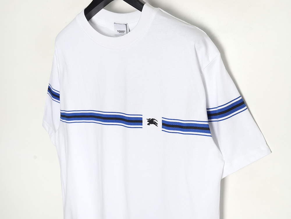 Burberry letter embroidered striped print horse logo T-shirt