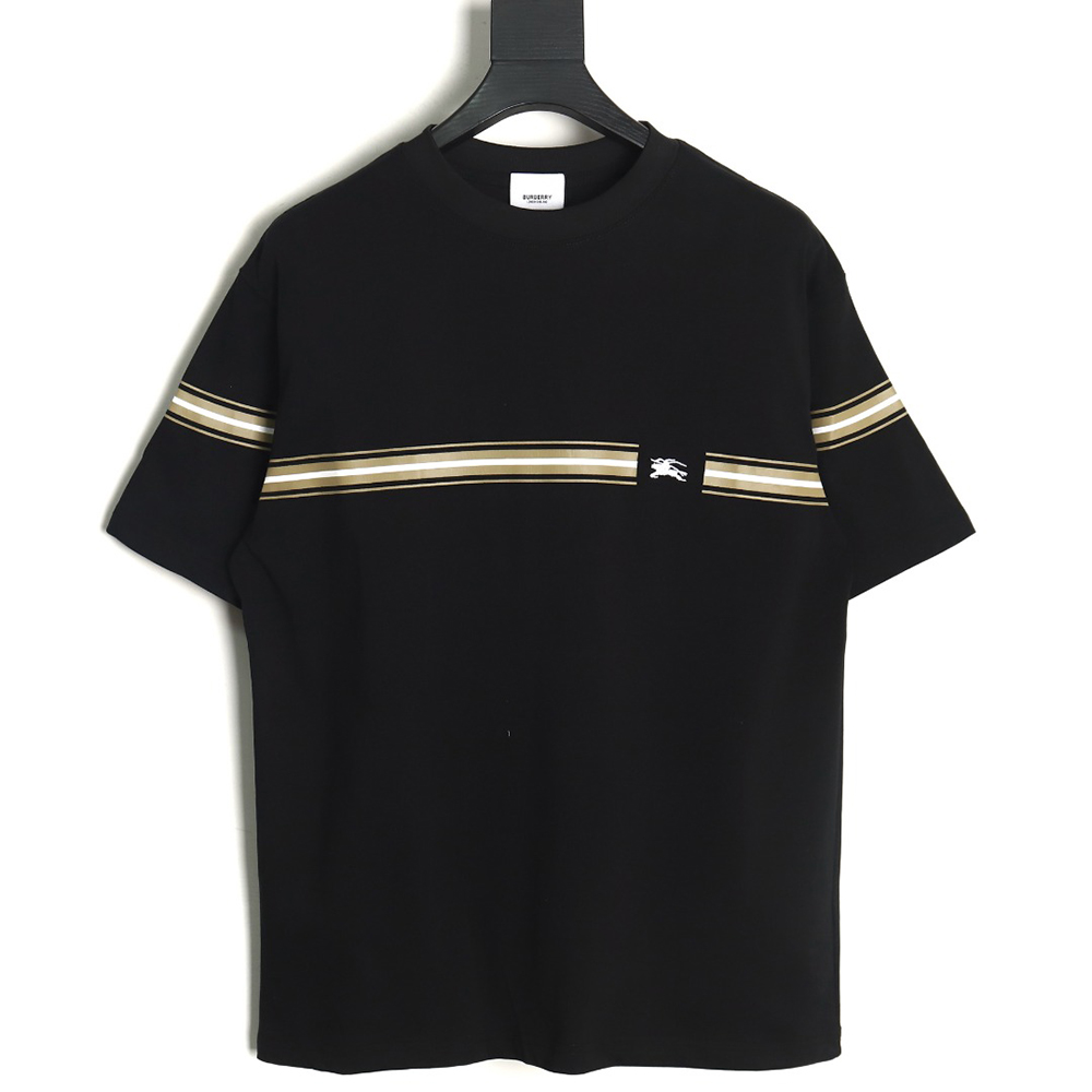 Burberry letter embroidered striped print horse logo T-shirt TSK1