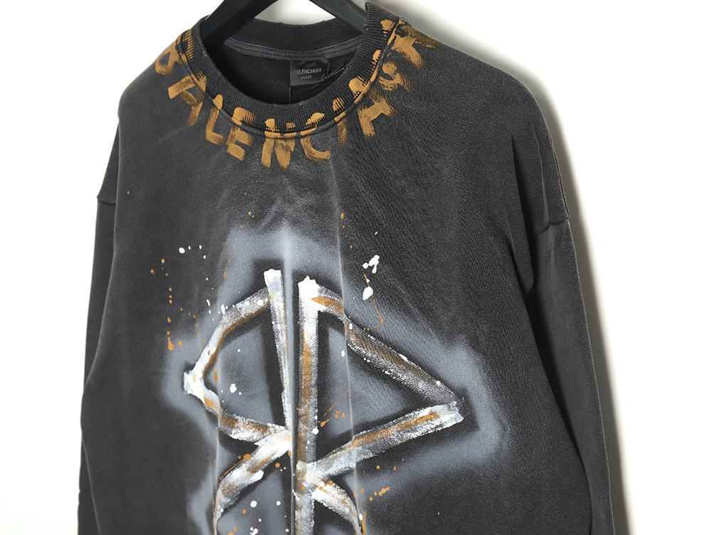 Balenciaga washed hand-painted lettering crew neck sweatshirt