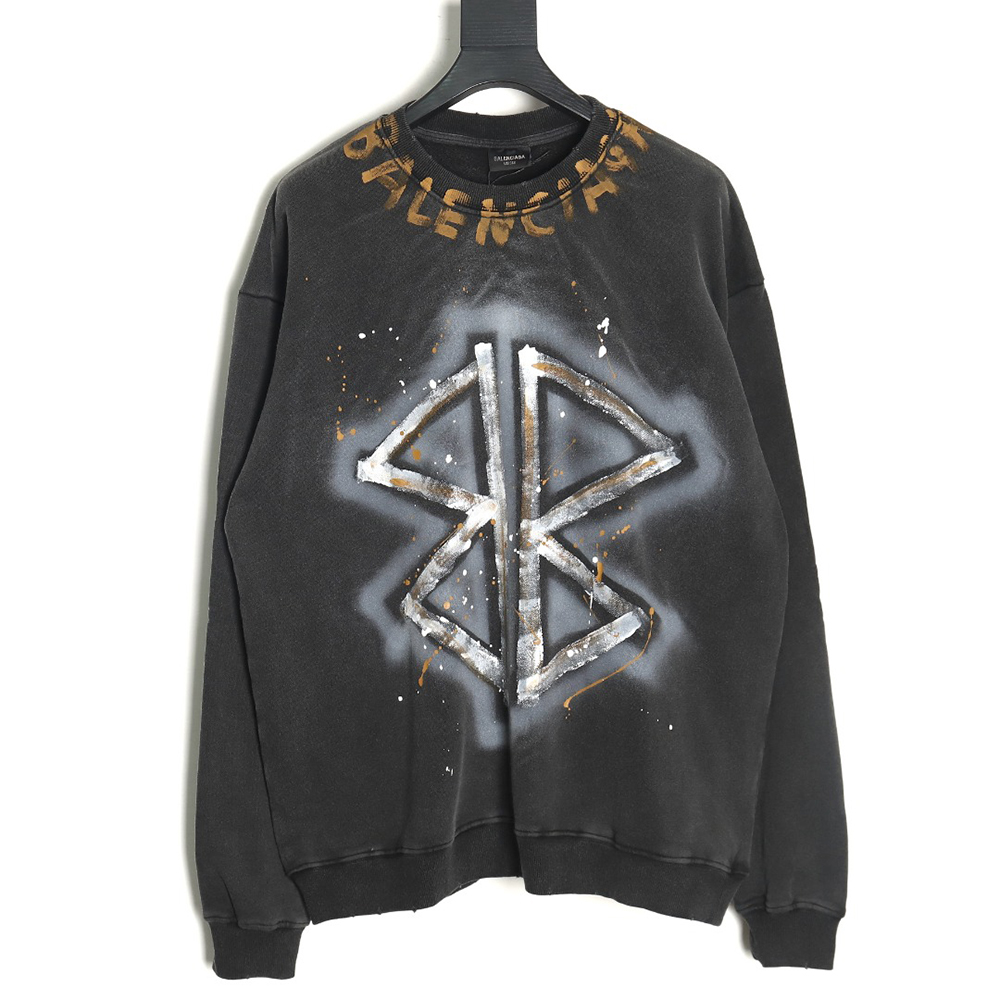 Balenciaga washed hand-painted lettering crew neck sweatshirt