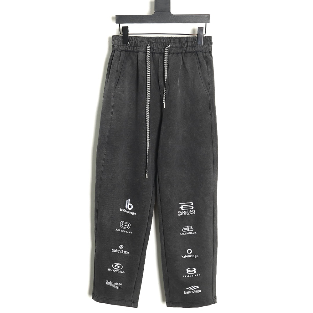 Balenciaga washed casual trousers with small logo on the leg