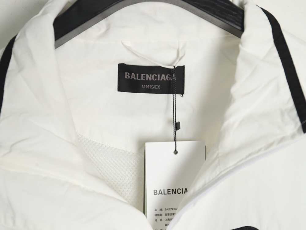 Balenciaga Embroidered Stand Collar Zip-Up Trench Coat