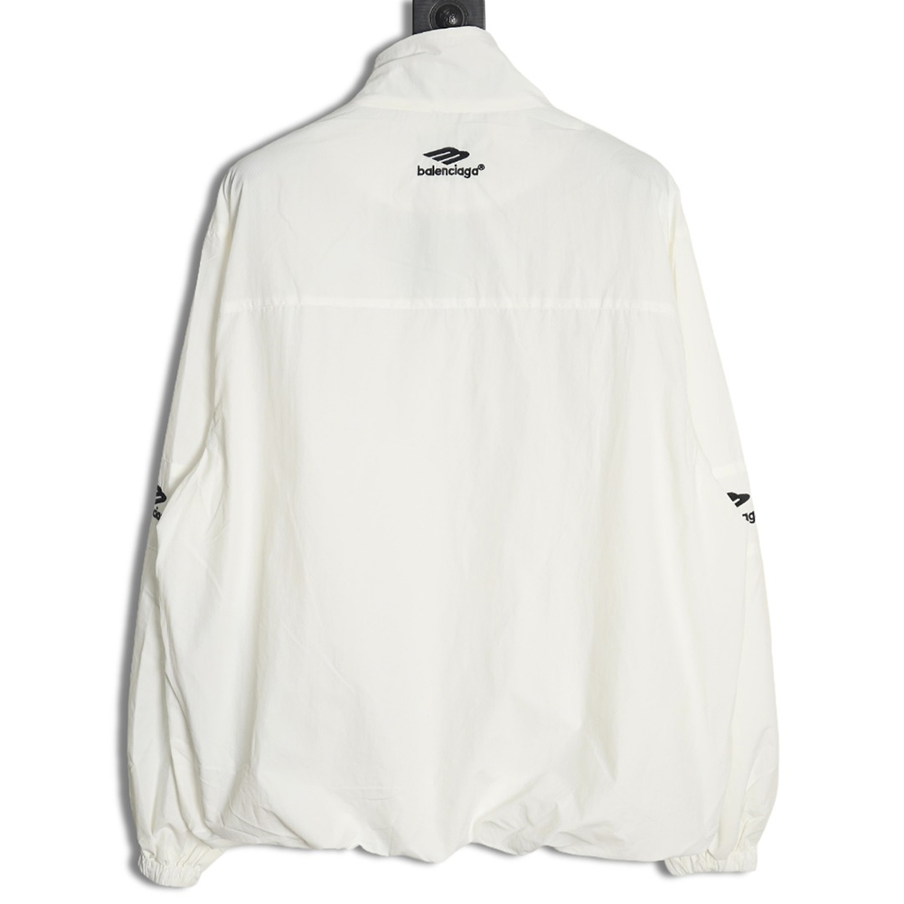 Balenciaga Embroidered Stand Collar Zip-Up Trench Coat