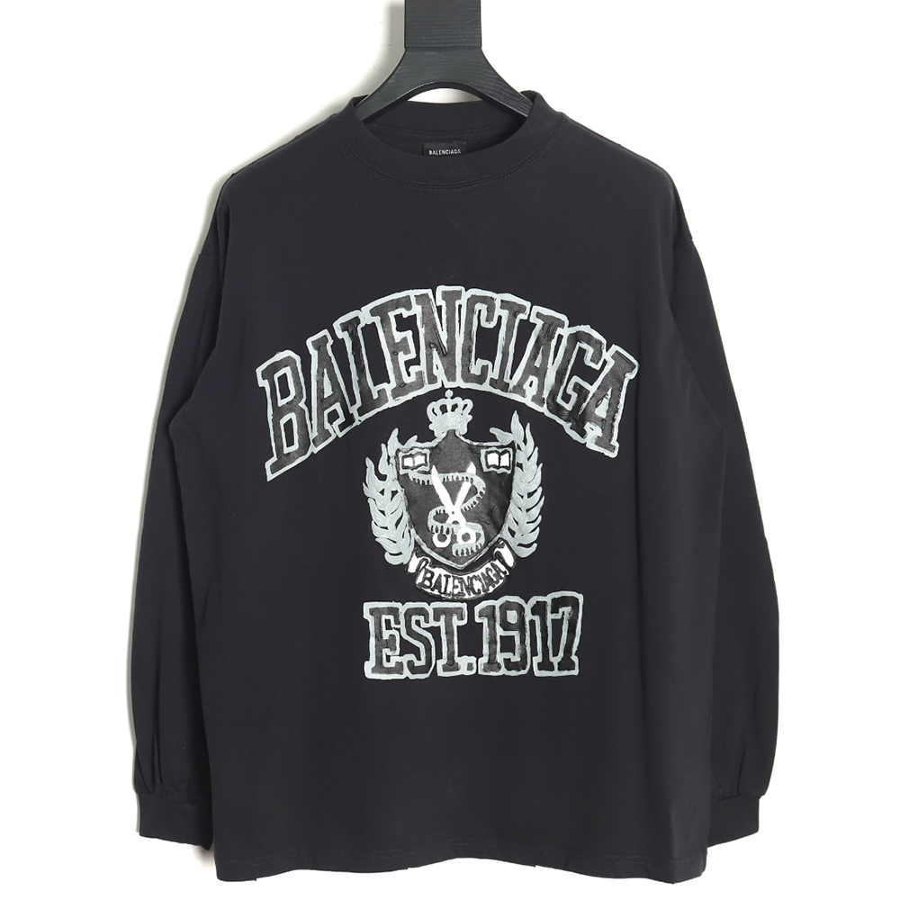 Balenciaga foam scissors crown washed distressed long sleeves