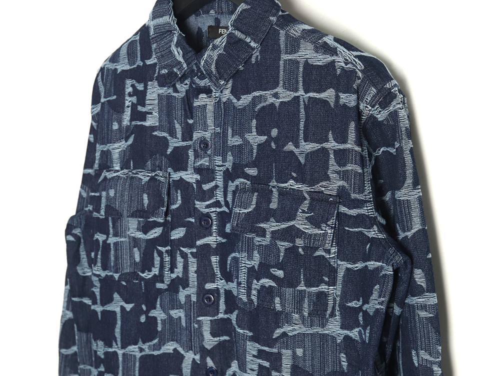 Fendi classic double F woven denim long-sleeved shirt jacket