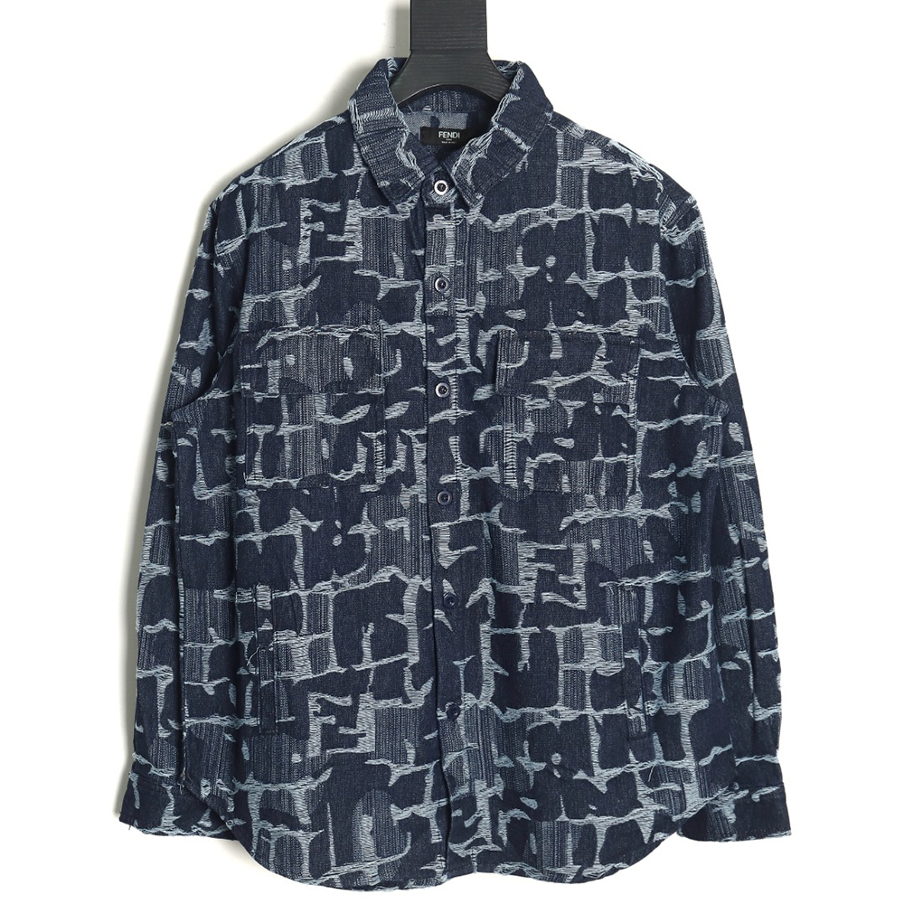 Fendi classic double F woven denim long-sleeved shirt jacket