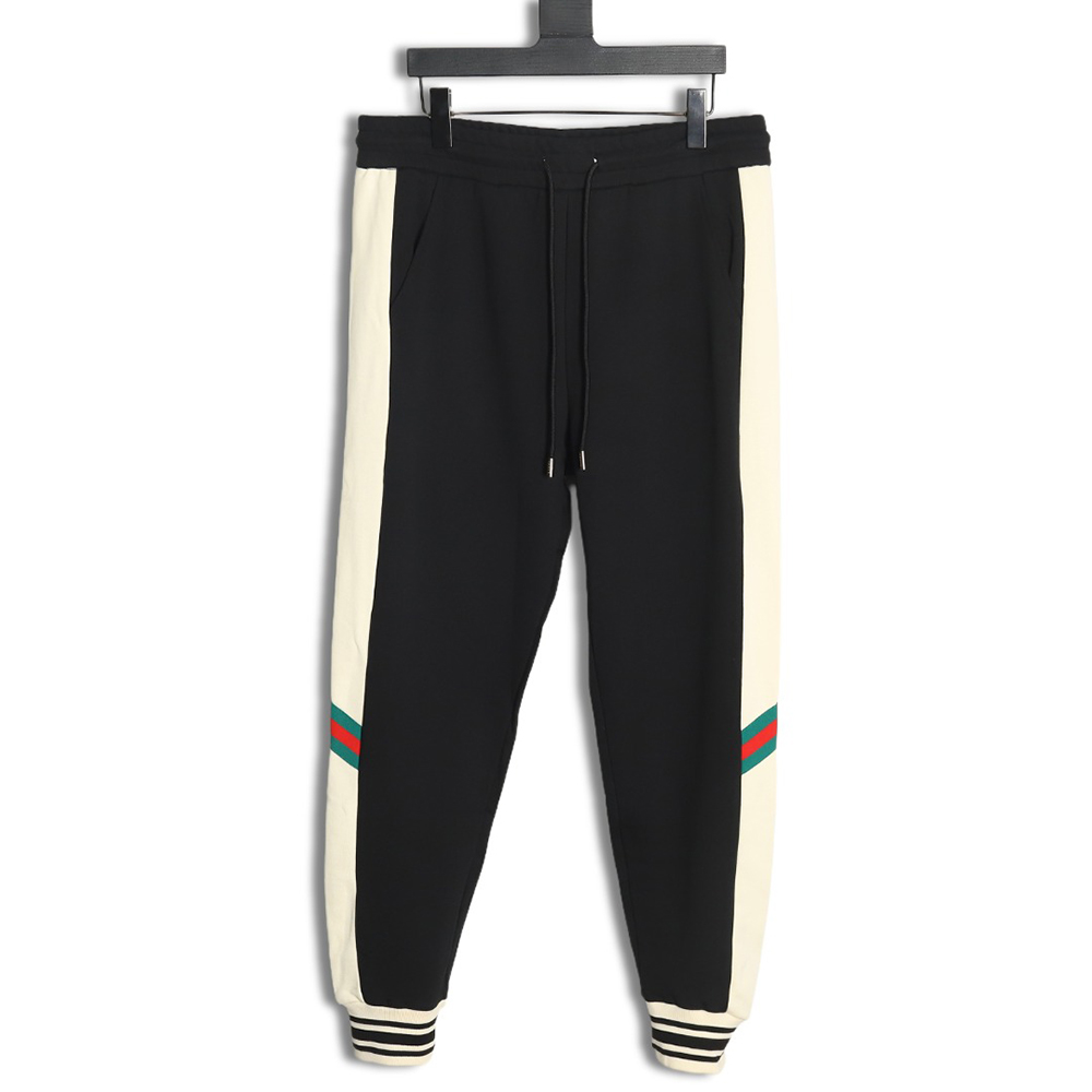 Gucci Double G embroidered striped color-block trousers