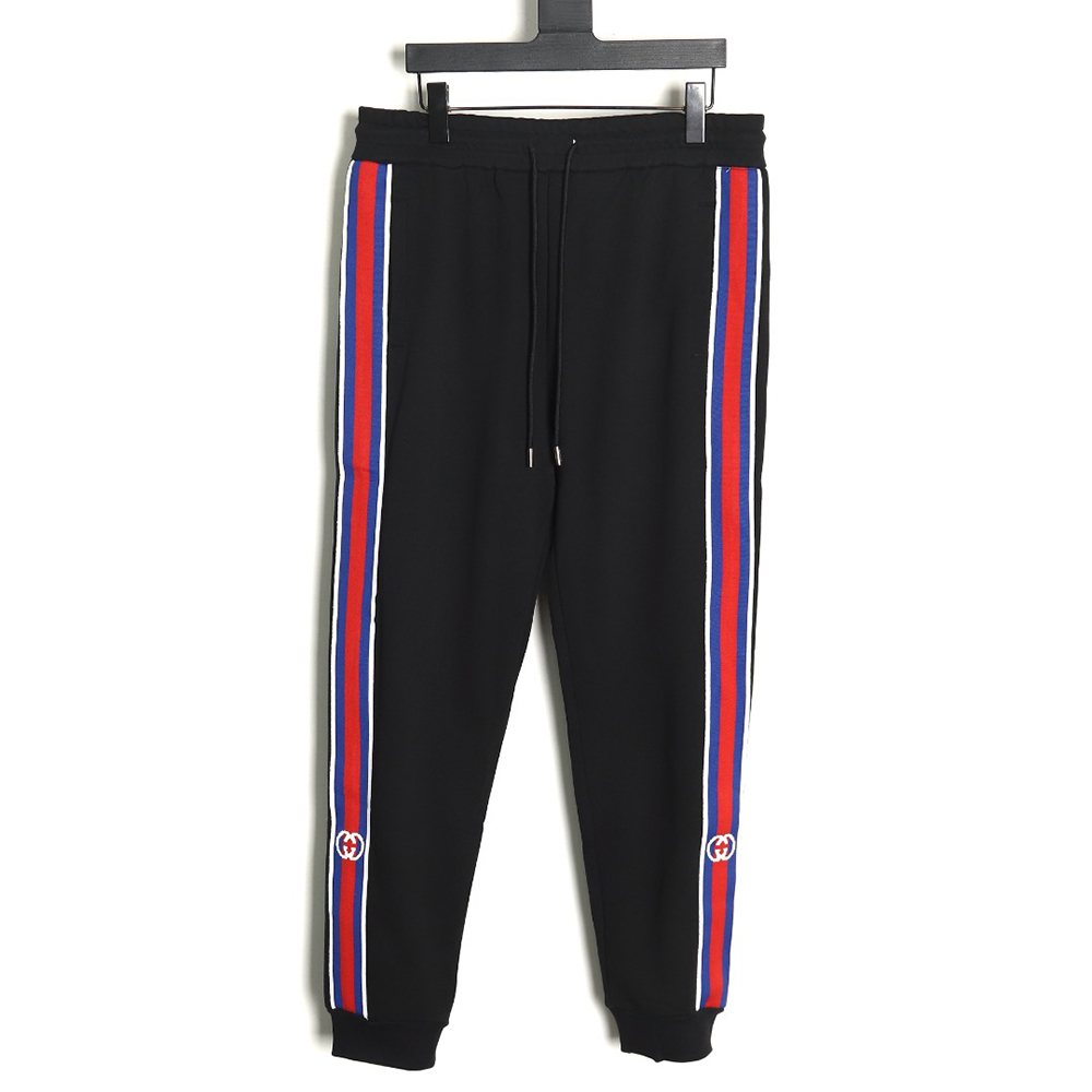 Gucci Double G tricolor striped web colorblock trousers