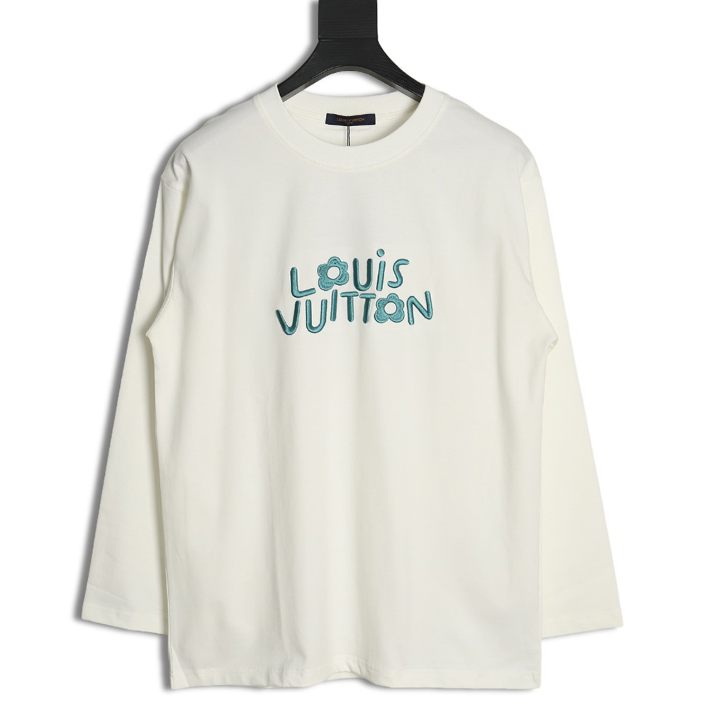 Louis Vuitton small blue flower logo embroidered letter long sleeve