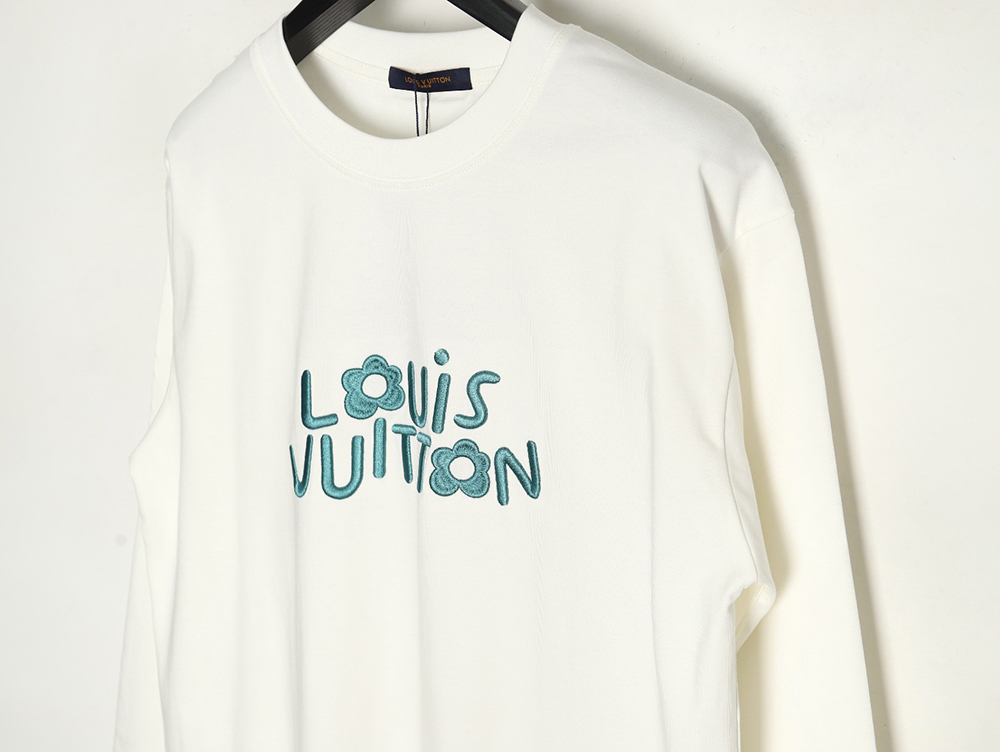 Louis Vuitton small blue flower logo embroidered letter long sleeve