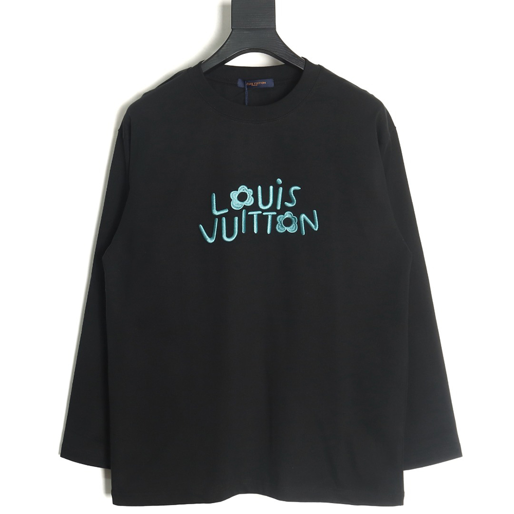 Louis Vuitton small blue flower logo embroidered letter long sleeve TSK1