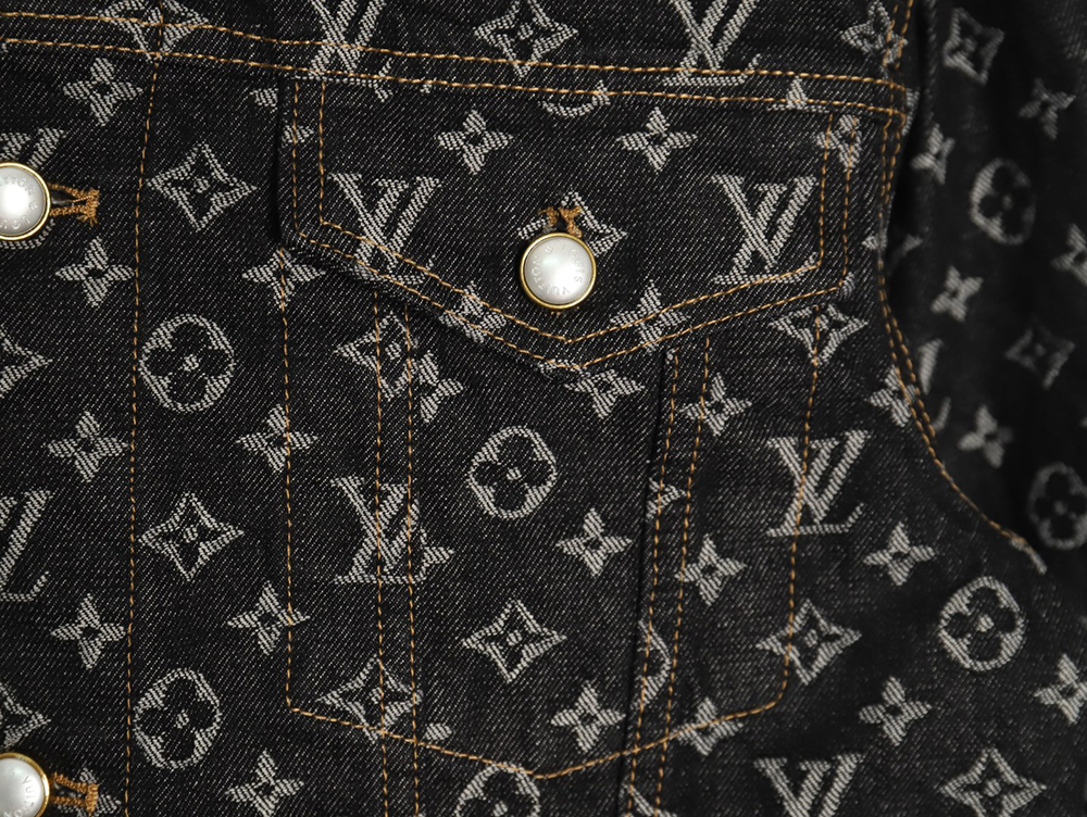 Louis Vuitton FA all-over printed peak collar denim jacket