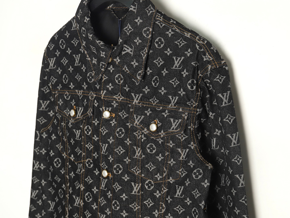 Louis Vuitton FA all-over printed peak collar denim jacket