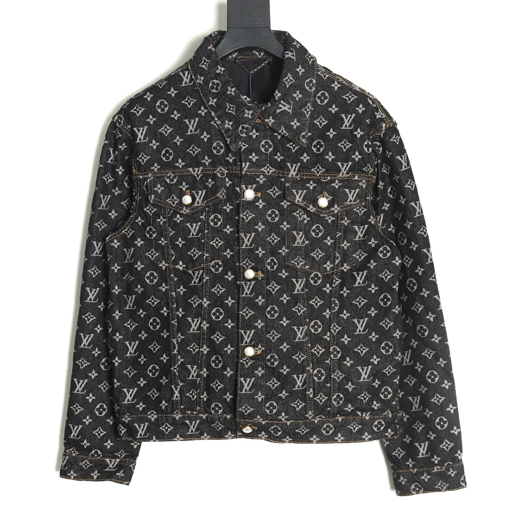 Louis Vuitton FA all-over printed peak collar denim jacket