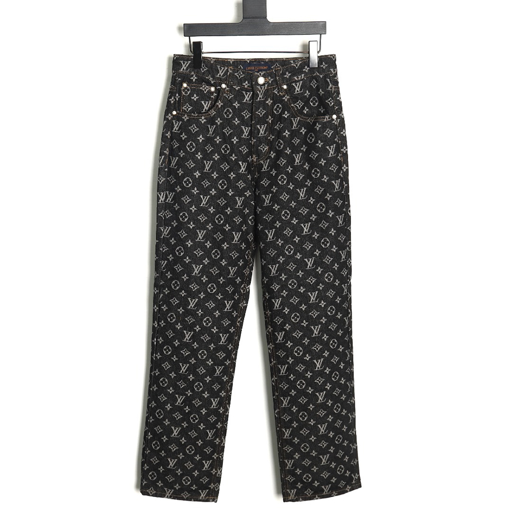 Louis Vuitton FA all over print point collar denim trousers