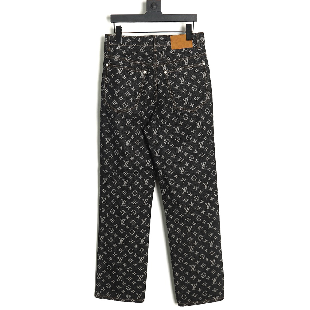 Louis Vuitton FA all over print point collar denim trousers