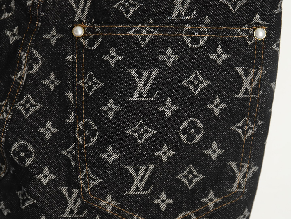 Louis Vuitton FA all over print point collar denim trousers