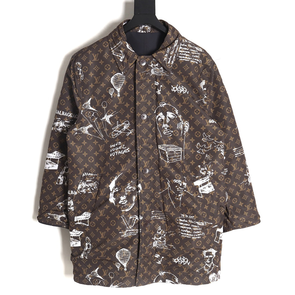 Louis Vuitton Double-sided monogram graffiti long trench coat