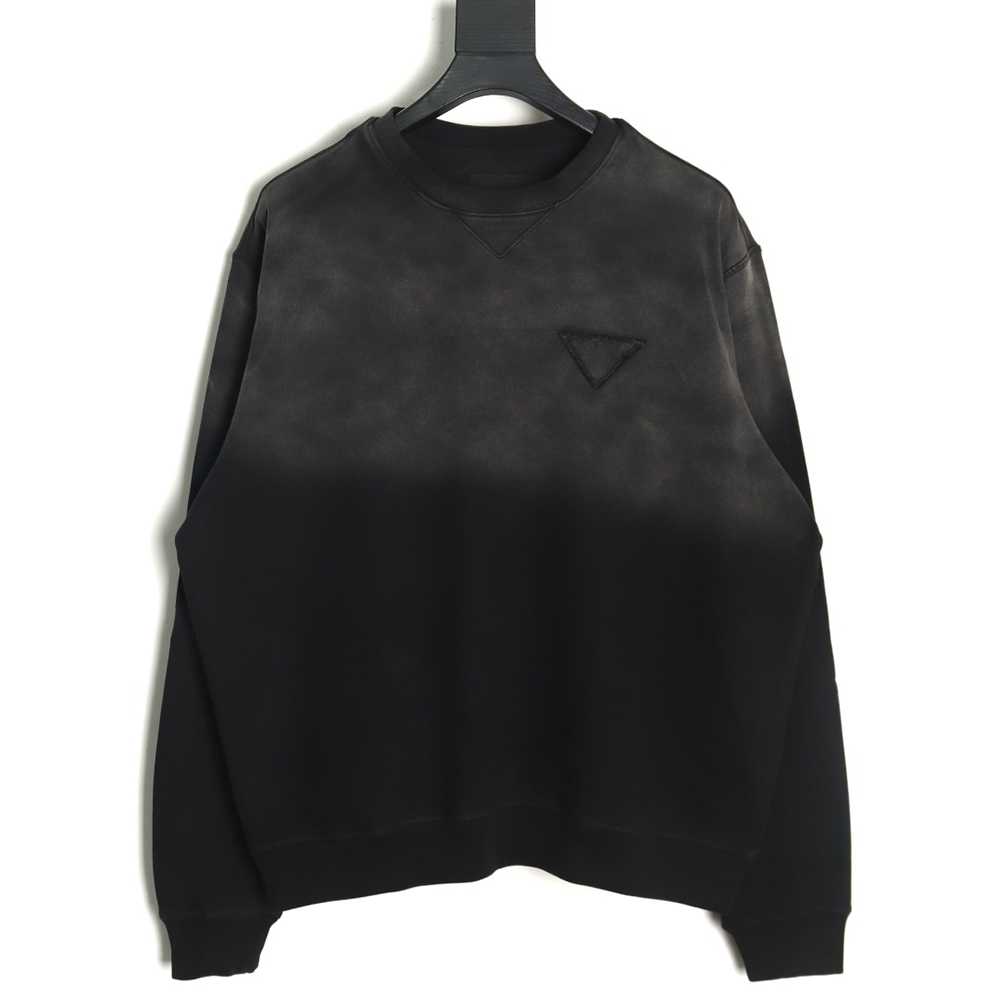 Prada gradient washed triangle logo round neck sweatshirt