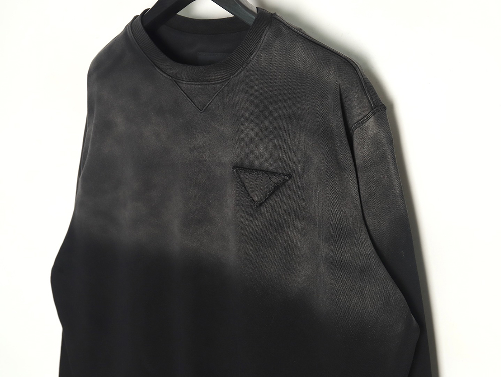 Prada gradient washed triangle logo round neck sweatshirt