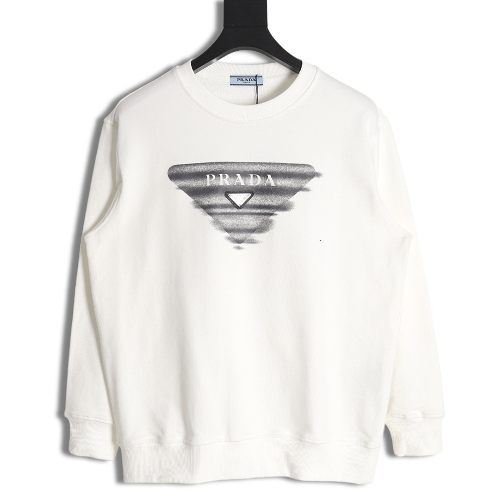 Prada Phantom Triangle Logo Print Crewneck Sweatshirt