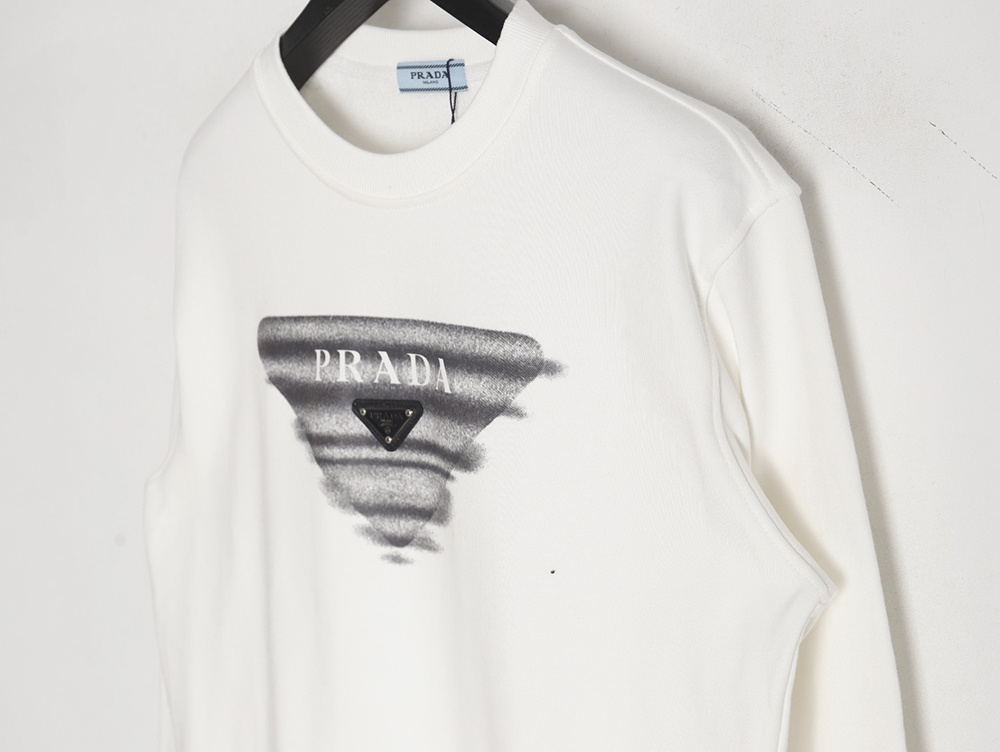 Prada Phantom Triangle Logo Print Crewneck Sweatshirt