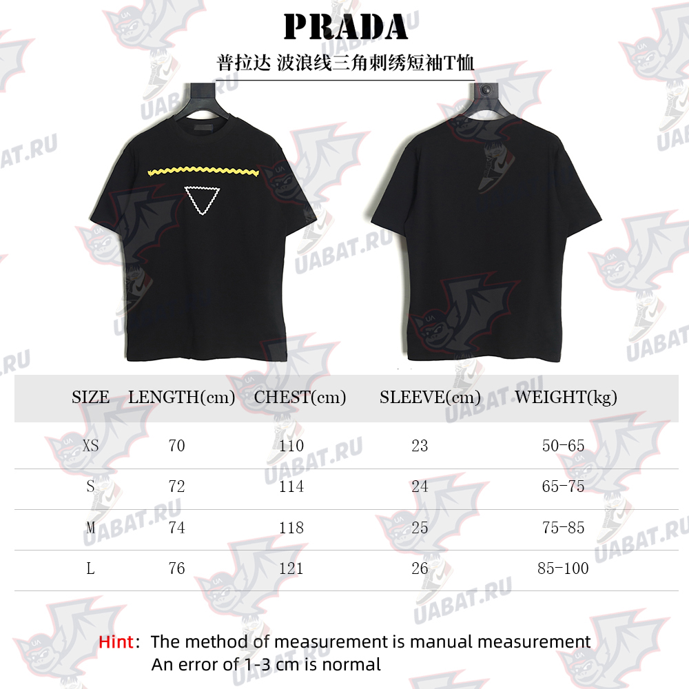 Prada wavy line triangle embroidered short-sleeved T-shirt TSK1