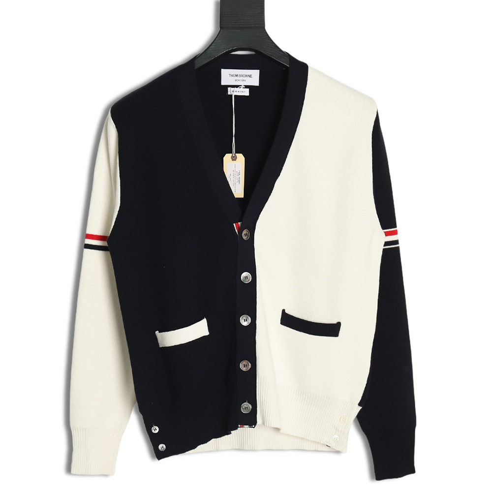 Thom Browne Double Sleeve Web Band Cardigan Sweater