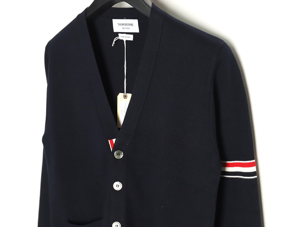 Thom Browne Double Sleeve Web Band Cardigan Sweater TSK4