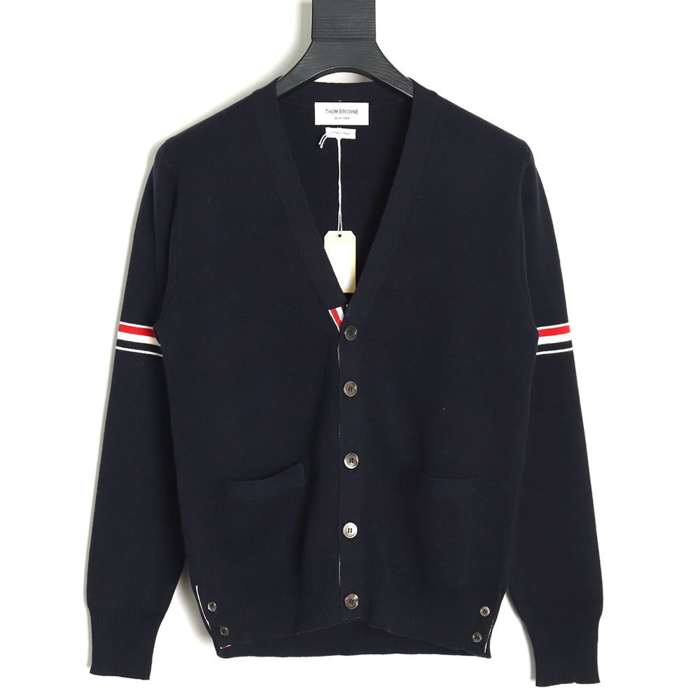 Thom Browne Double Sleeve Web Band Cardigan Sweater TSK4