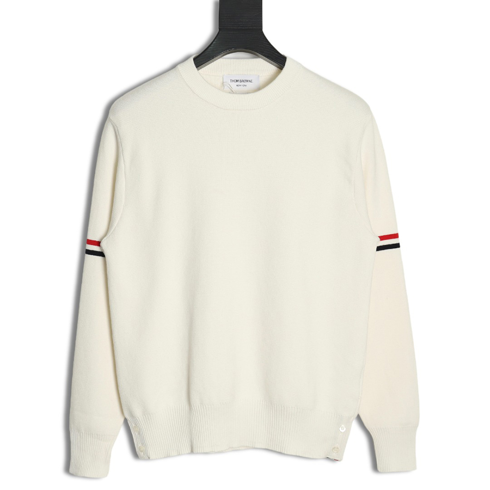 Thom Browne crew neck sweater with double sleeves and armband